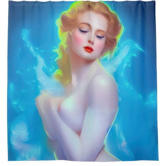 エテリアール女神ポートレート – シュルレアルファンタジー シャワーカーテン (正面)