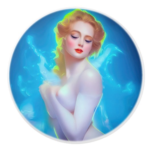 エテリアール女神ポートレート – シュルレアルファンタジー セラミックノブ (正面)