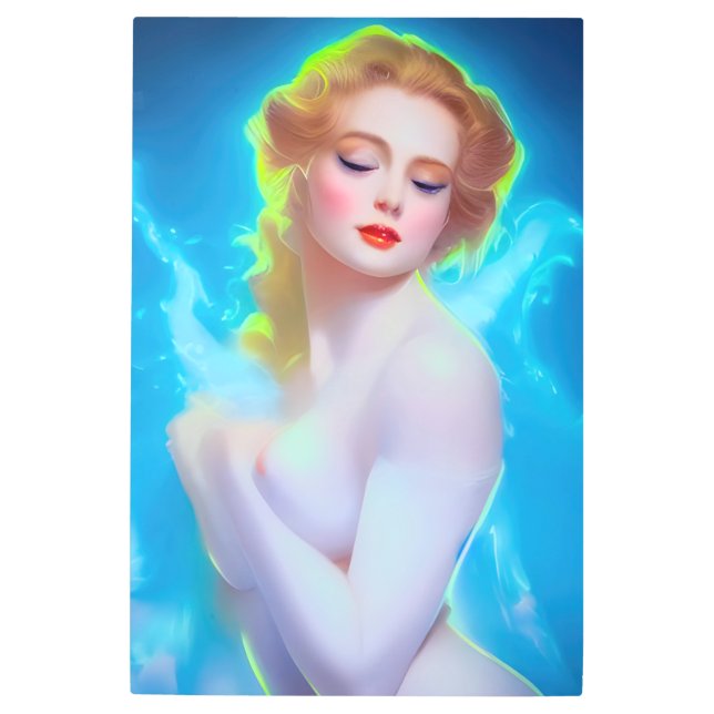 エテリアール女神ポートレート – シュルレアルファンタジー メタルプリント (正面)