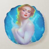 エテリアール女神ポートレート – シュルレアルファンタジー ラウンドクッション (裏面)