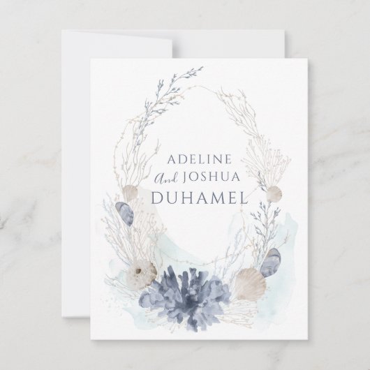 エテリアール沿岸コーラルシーシェルカップル ノートカード (正面)