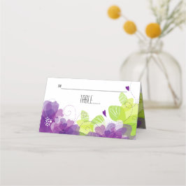 エテリア紫色の花結婚のフローラの護衛カード プレイスカード