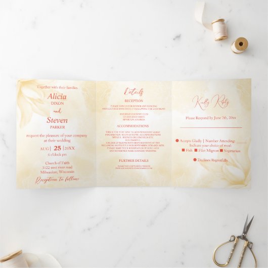 エテリア・マグノリア(Ethereal Magnolia結婚) 三つ折り招待状 (内部)