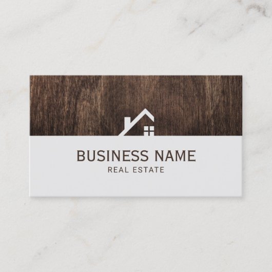 エテ実在ィーモダントハウスロゴエレガントダークウッド 名刺 (正面)