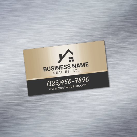 エテ実在ィーモダントハウスロゴブラック&金ゴールド マグネット名刺 (インサイチュ)
