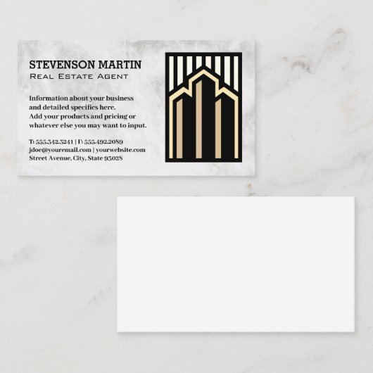 エテ実在ス建物のロゴ |大理石 名刺 (正面/裏面)