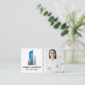 エテ実在ス建物ロゴ | 眼鏡付き女性 名刺 (スタンド正面)