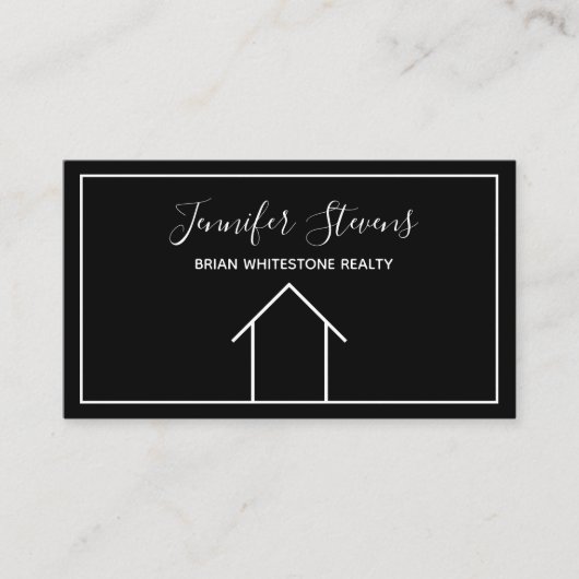 エテ実在モダンス白黒ミニマル不動産仲介業者 名刺 (正面)