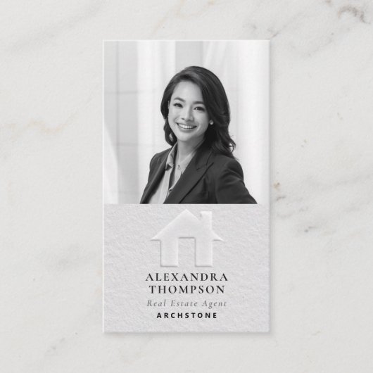 エテ実在ートエンボスフェイク白黒Classy Photo 名刺 (正面)