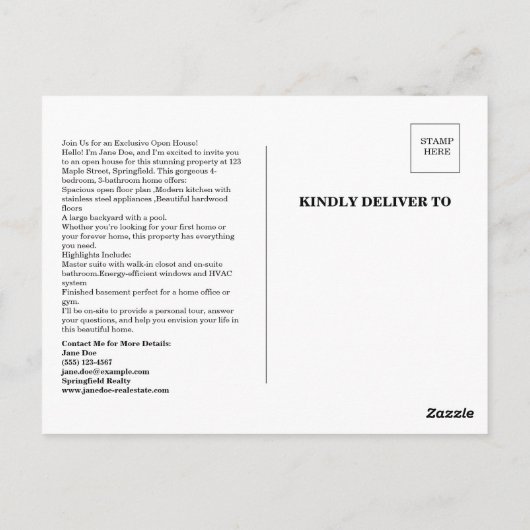 エテ実在ートオープンハウス招待状 ポストカード (裏面)