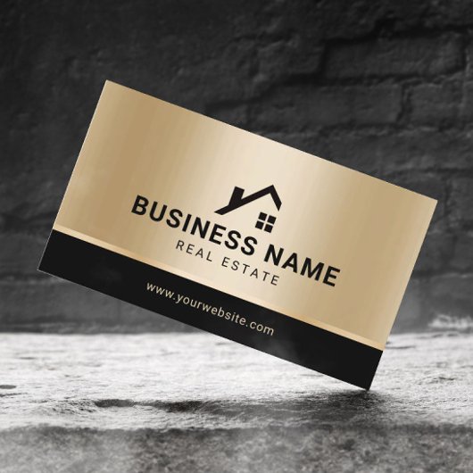エテ実在ートカスタム金ゴールドモダン不動産仲介業者 名刺