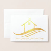 エテ実在ートシーズンズ挨拶エレガント金ゴールド 箔カード (封筒付き正面)