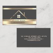 エテ実在ートストライプの金ゴールドハウスルーフグレイ 名刺 (正面/裏面)