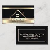 エテ実在ートストライプの金ゴールドハウスルーフブラック 名刺 (正面/裏面)