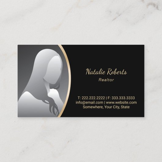 エテ実在ートハウスロゴモダンブラック&金ゴールド不動産仲介業者 名刺 (裏面)