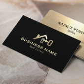 エテ実在ートハウス&鍵ロゴブラック&金ゴールド不動産仲介業者 名刺