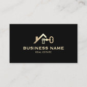 エテ実在ートハウス&鍵ロゴブラック&金ゴールド不動産仲介業者 名刺 (正面)