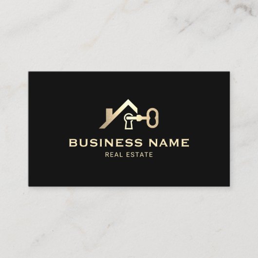 エテ実在ートハウス&鍵ロゴブラック&金ゴールド不動産仲介業者 名刺 (正面)