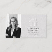 エテ実在ートフェイクエンボス白黒シンプル写真 名刺 (正面)