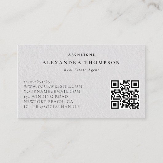 エテ実在ートフェイクエンボス白黒モダン写真 名刺 (裏面)