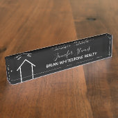 エテ実在ートモダン白黒カスタム不動産 デスクネームプレート (側面)