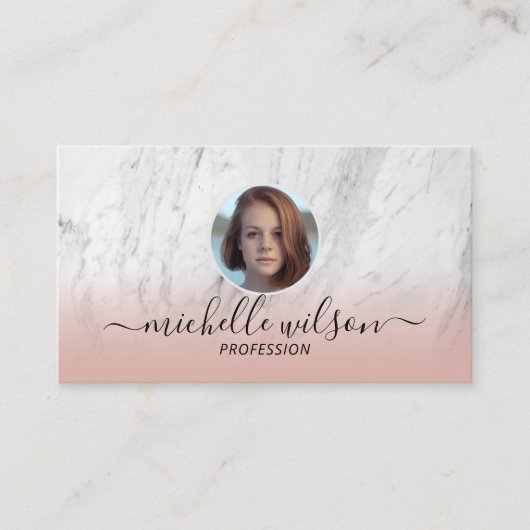 エテ実在ート不動産仲介業者トレンディー大理石赤面ピンクフォト 名刺 (正面)