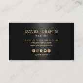 エテ実在ート不動産仲介業者ブラック&金ゴールドカスタムハウスロゴ 名刺 (裏面)