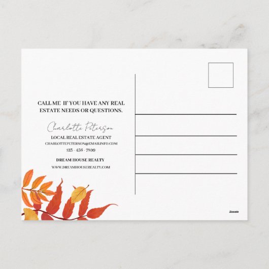 エテ実在ート不動産仲介業者感謝祭マーケティング シーズンポストカード (裏面)