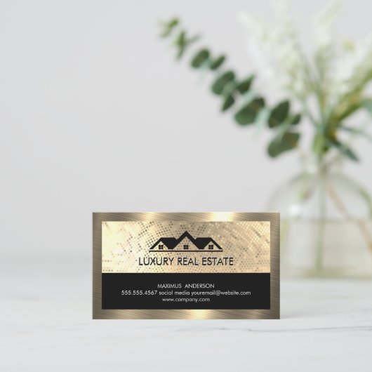 エテ実在ート屋根トップ金ゴールドのシークインと縁ど後 名刺 (スタンド正面)