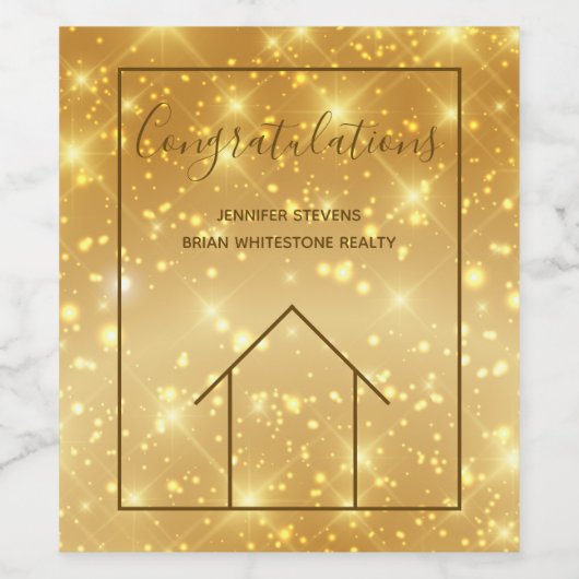 エテ実在ート引っ越し祝いパーティーおめでとう金ゴールド ワインラベル (シングルラベル)