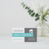 エテ実在ート灰色、白、アクアの目を引く 名刺 (スタンド正面)