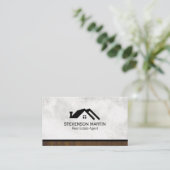 エテ実在ート産業大理石と木製トリム 名刺 (スタンド正面)