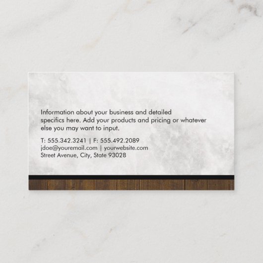 エテ実在ート産業大理石と木製トリム 名刺 (裏面)