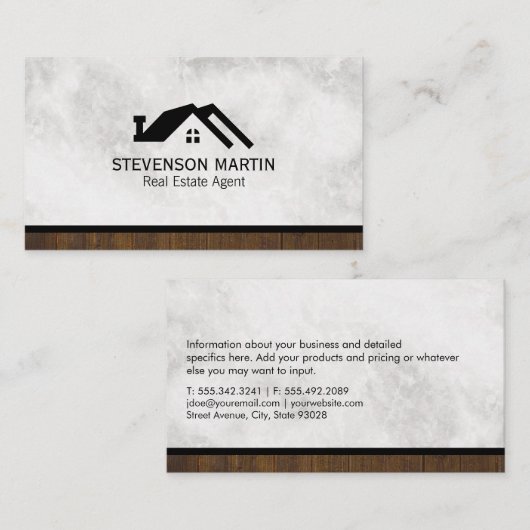 エテ実在ート産業大理石と木製トリム 名刺 (正面/裏面)