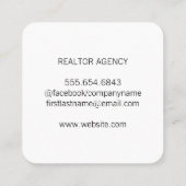 エテ実在ート白黒 |ルーフトップ不動産仲介業者 スクエア名刺 (裏面)