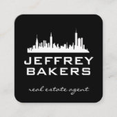 エテ実在ート白黒 |都市 | スクエア名刺 (正面)