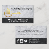 エテ実在ート金ゴールド鍵 | 不動産仲介業者 名刺 (正面/裏面)