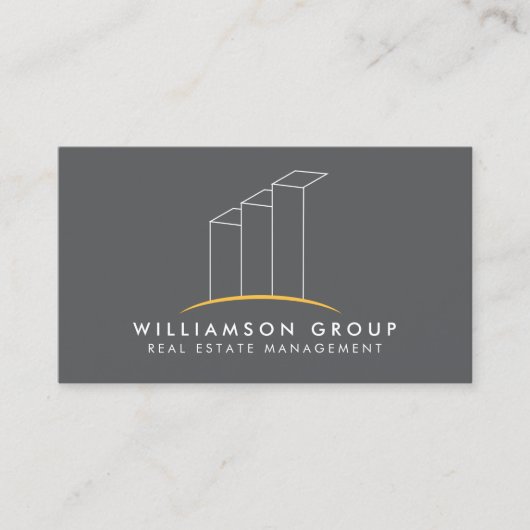 エテ実在ート、アーキテクト、グレーの建物ロゴ 名刺 (正面)