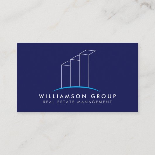 エテ実在ート、アーキテクト、ブルーの建物ロゴ 名刺 (正面)