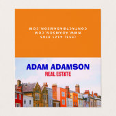 エテ実在ート&ハウスブローカ(QRCode)不動産仲介業者折り畳み 名刺 (外部フラット)