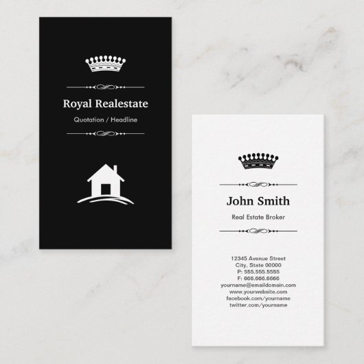 エテ実在ート – プロフェッショナルモダン白黒 名刺 (正面/裏面)