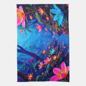 エテ白熱［赤熱］光を放つリアジャングルオアシスデザイン キッチンタオル (縦)