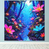 エテ白熱［赤熱］光を放つリアジャングルオアシスデザイン キャンバスプリント (インサイチュ (ウッドフロア))