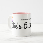 エディのオートショップTシャツ、ルースターに注意 ツートーンマグカップ (正面左)