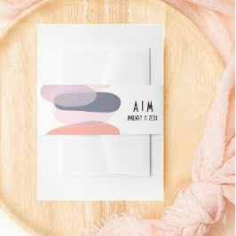 エディはっきりしたジー・ピンクとパープル結婚・モノグラム 招待状ベリーバンド