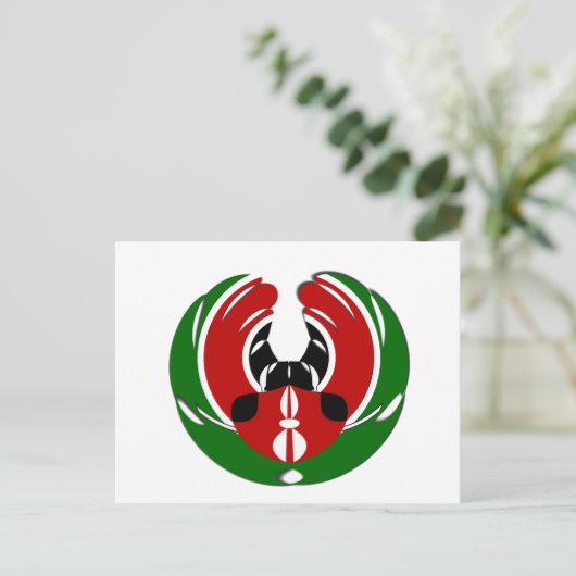 エディコンテンポラリーケニア国旗のパターンアートデザイン。 ポストカード (スタンド正面)