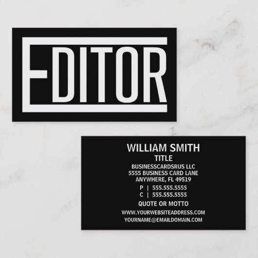エディタの単語の白黒 名刺 (正面/裏面)