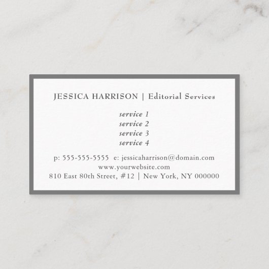 エディトリアルサービス縁どグレイビジネスカード 名刺 (裏面)