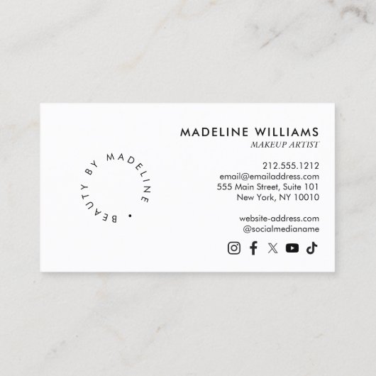 エディトリアルシック文字美しい赤面マウヴ 名刺 (裏面)