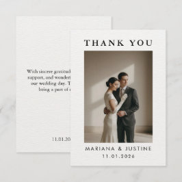 エディトリアル ミニマリスト 冬の結婚式 写真メッセージ サンキューカード
